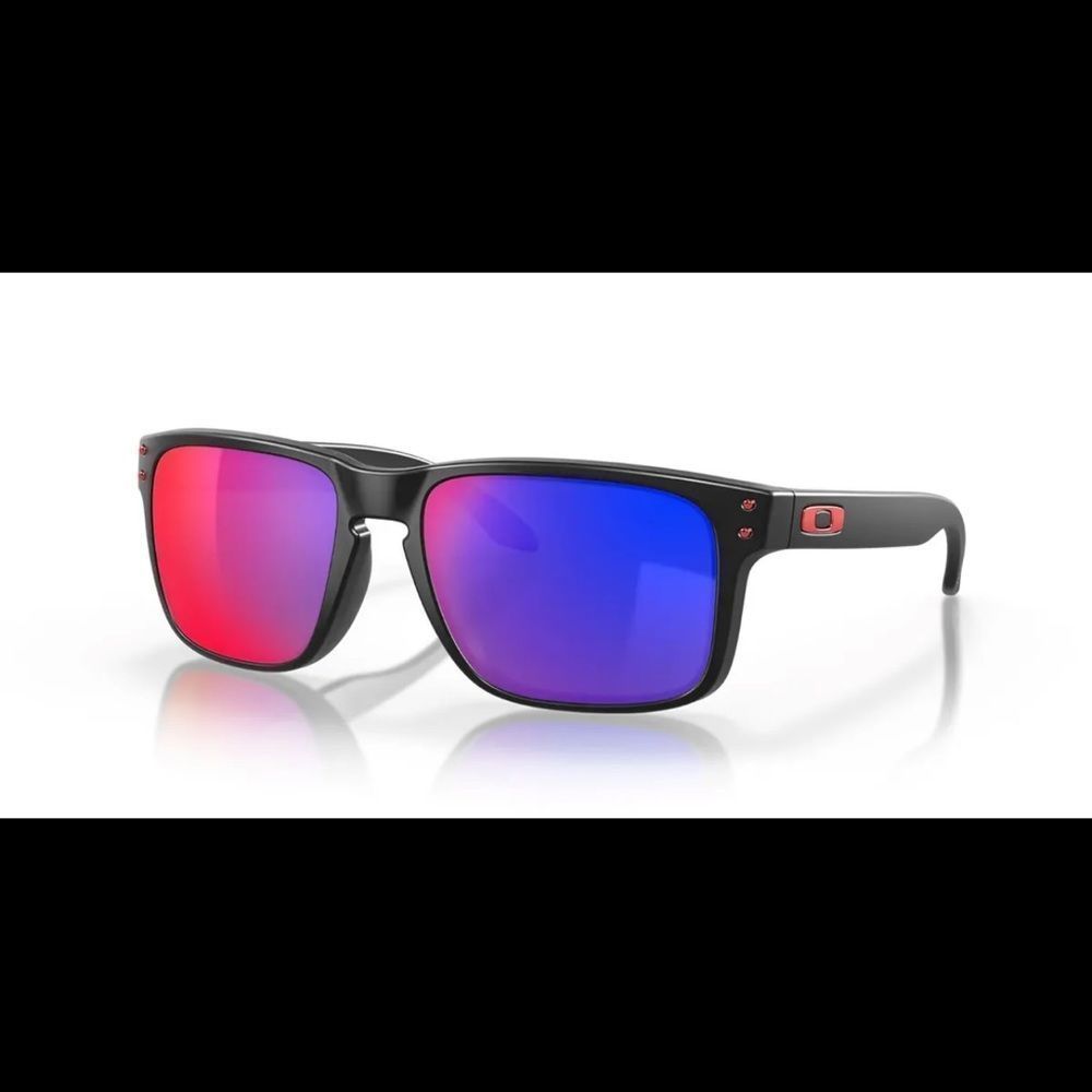 GENUINE OAKLEY 0OO9102 HOLBROOK MATTE BLACK POSITIVE RED IRIDIUM SUNGLAS…